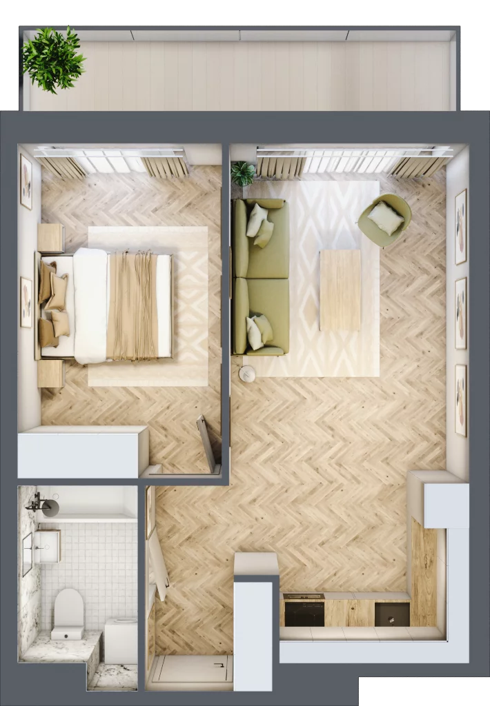 2 pokoje, apartament 42,00 m², piętro 2, oferta nr C39, ESSENSE Baltic Resort, Dziwnów, ul. Kaprala Koniecznego 14
