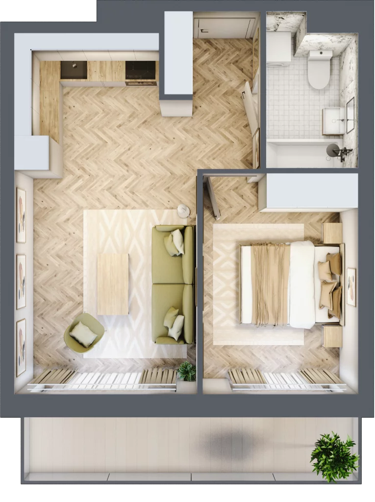 2 pokoje, apartament 38,20 m², piętro 2, oferta nr C47, ESSENSE Baltic Resort, Dziwnów, ul. Kaprala Koniecznego 14