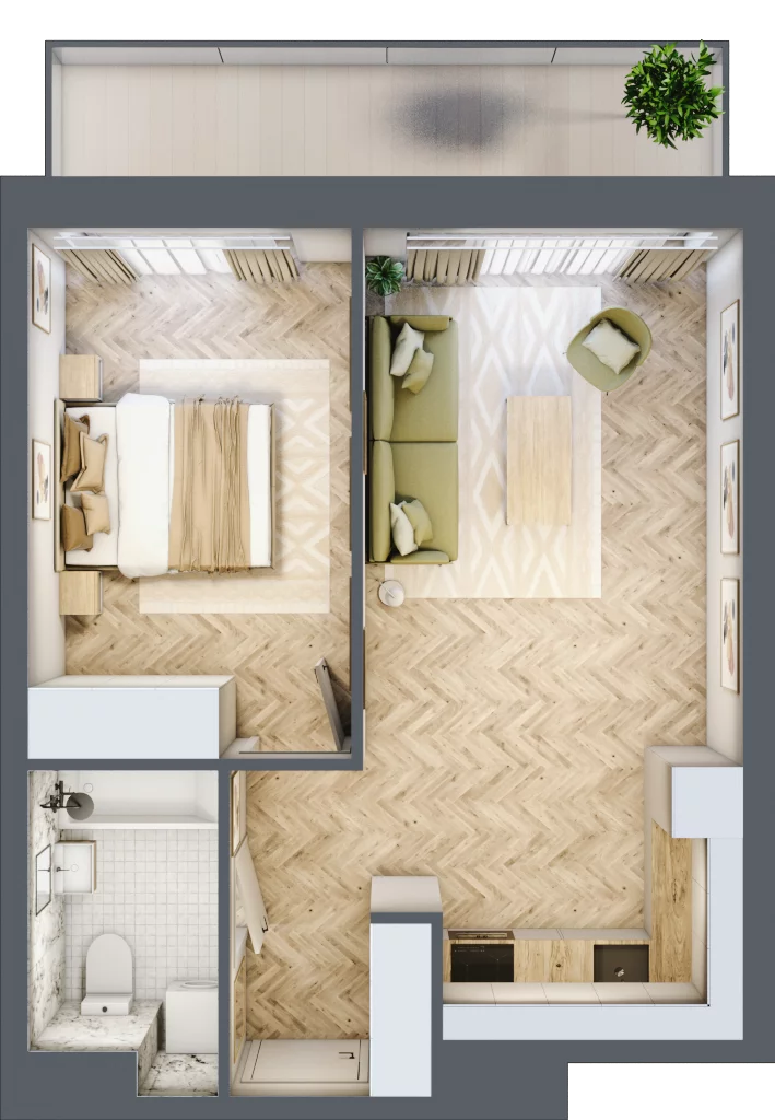 2 pokoje, apartament 41,70 m², piętro 3, oferta nr C70, ESSENSE Baltic Resort, Dziwnów, ul. Kaprala Koniecznego 14