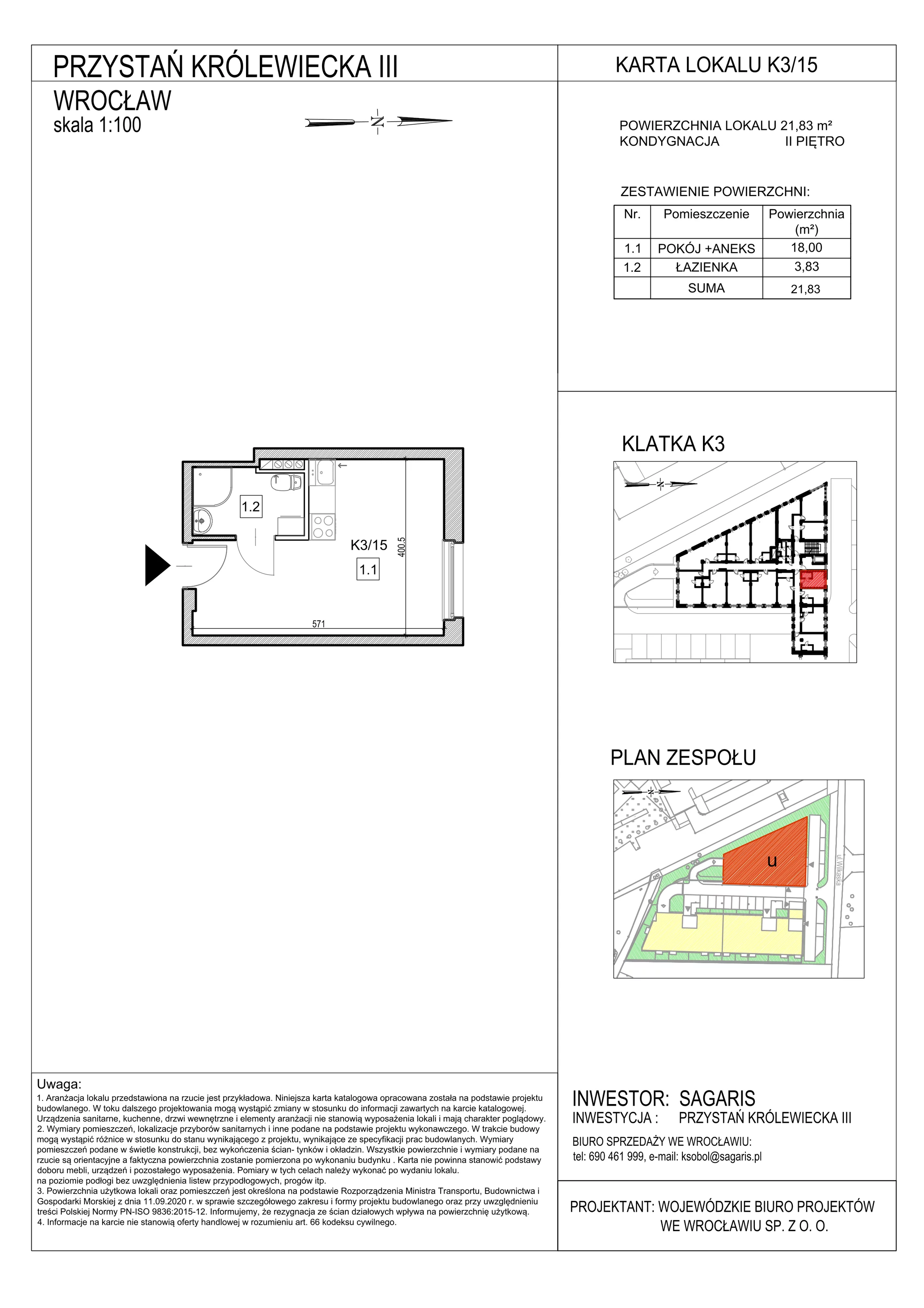 Lokal użytkowy 21,83 m², oferta nr K3/15, Przystań Królewiecka III - lokale usługowe, Wrocław, Maślice, Fabryczna, ul. Królewiecka