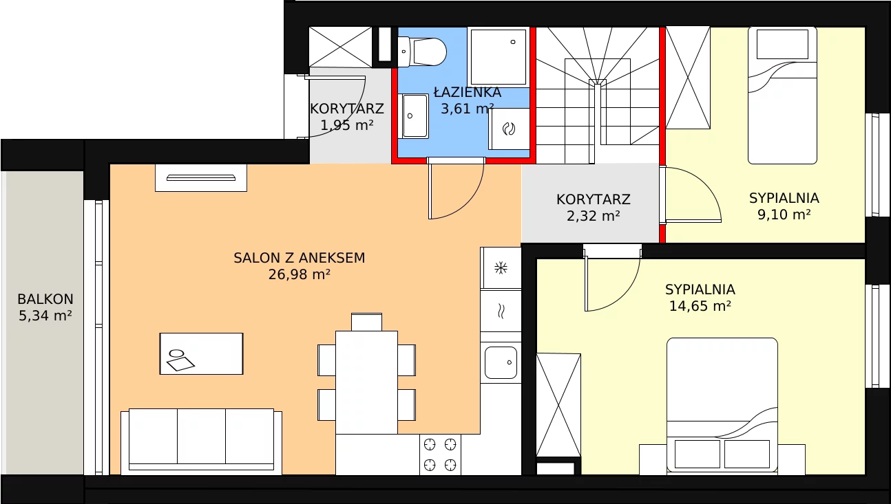 Apartament 86,15 m², piętro 1, oferta nr 3, Apartamenty Gałczyńskiego, Kraków, Czyżyny, ul. Konstantego Ildefonsa Gałczyńskiego 35