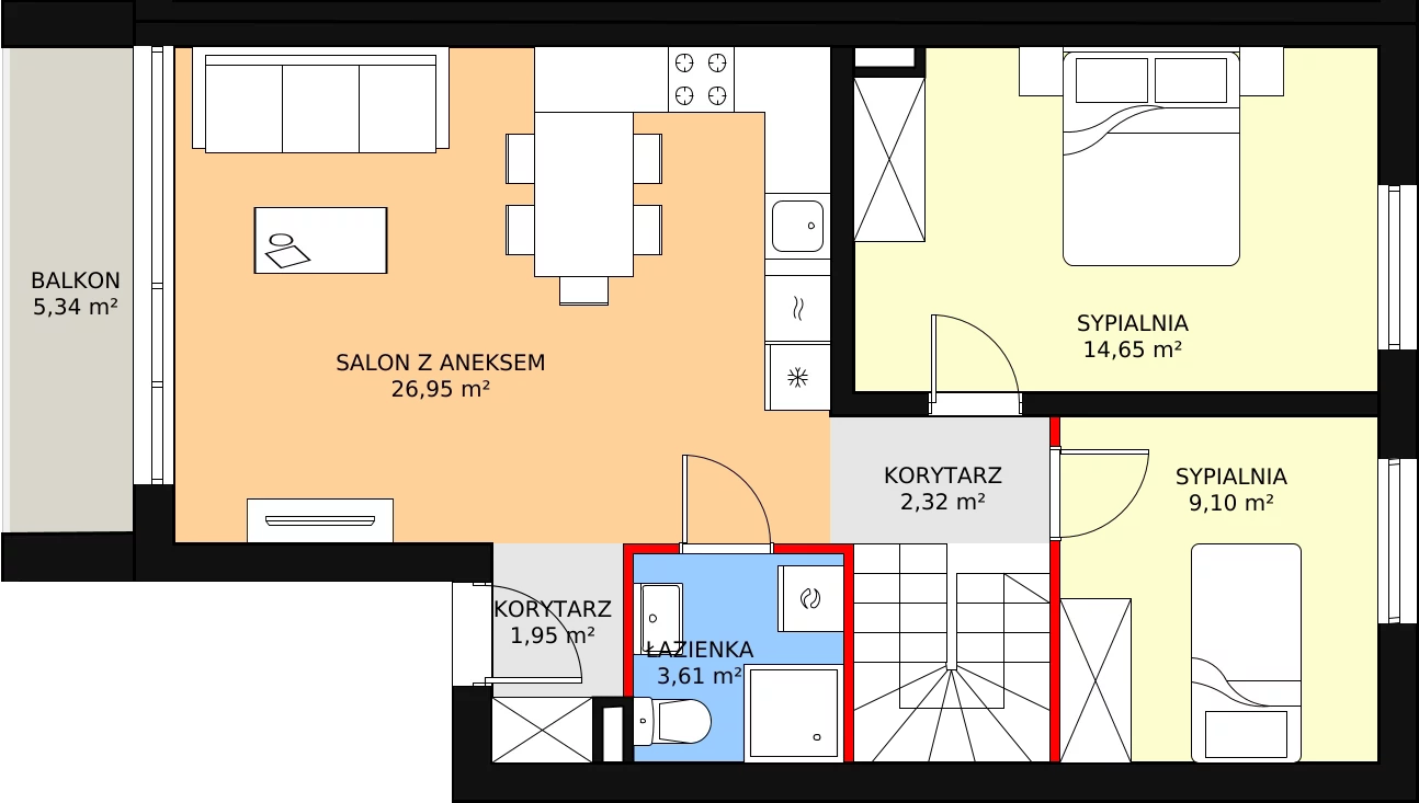 Apartament 86,11 m², piętro 1, oferta nr 5, Apartamenty Gałczyńskiego, Kraków, Czyżyny, ul. Konstantego Ildefonsa Gałczyńskiego 35