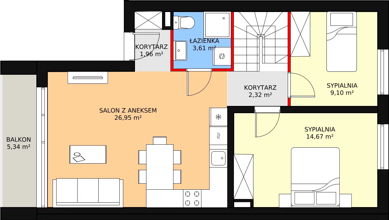 Apartament 86,18 m², piętro 1, oferta nr 7, Apartamenty Gałczyńskiego, Kraków, Czyżyny, ul. Konstantego Ildefonsa Gałczyńskiego 35