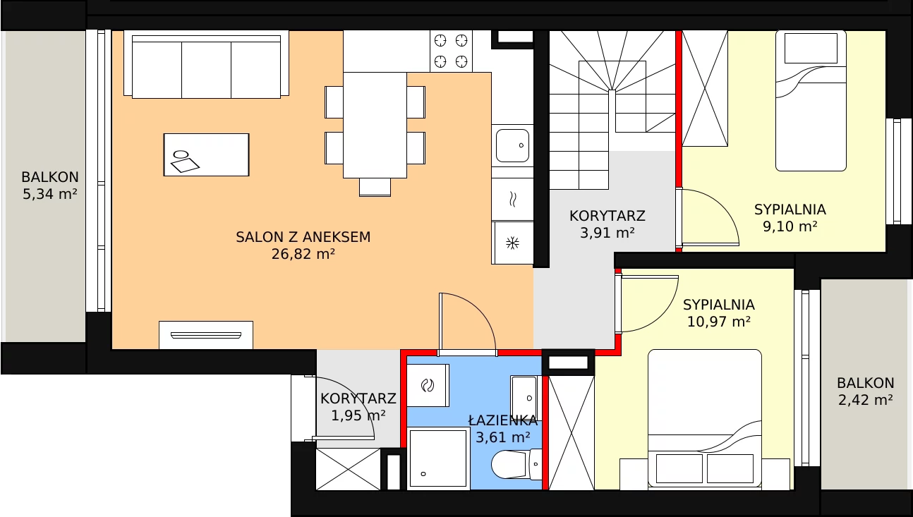 Apartament 82,29 m², piętro 1, oferta nr 9, Apartamenty Gałczyńskiego, Kraków, Czyżyny, ul. Konstantego Ildefonsa Gałczyńskiego 35