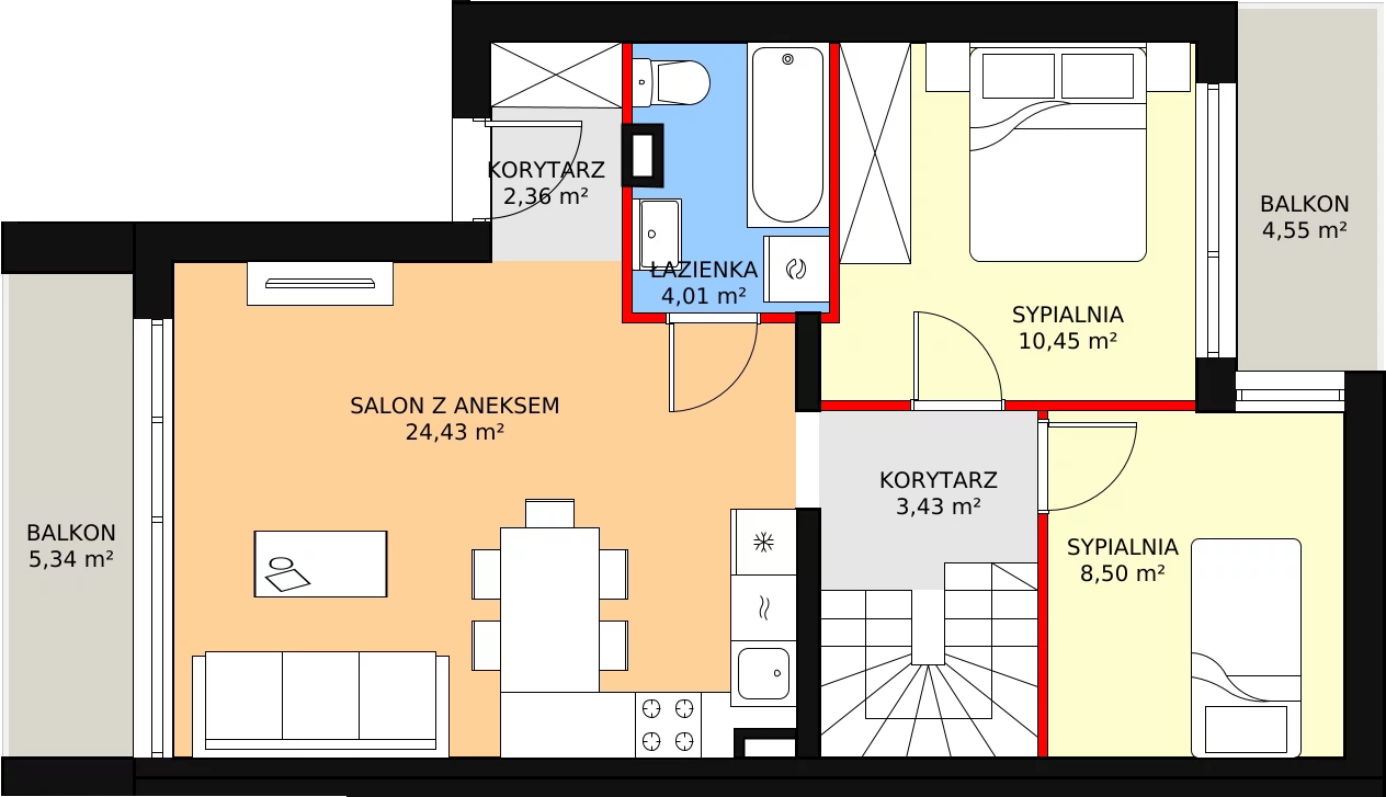 Apartament 77,60 m², piętro 1, oferta nr 11, Apartamenty Gałczyńskiego, Kraków, Czyżyny, ul. Konstantego Ildefonsa Gałczyńskiego 35