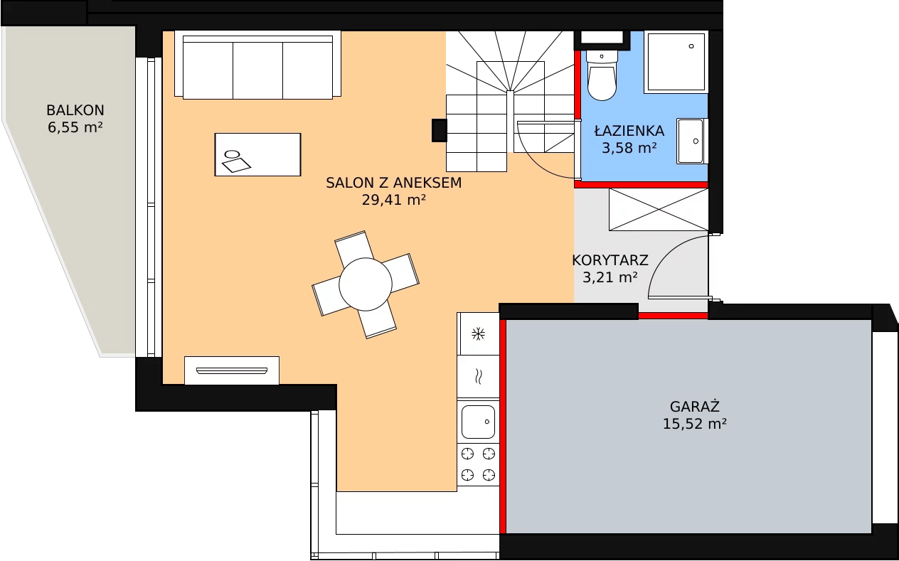 Apartament 96,60 m², piętro 1, oferta nr 13, Apartamenty Gałczyńskiego, Kraków, Czyżyny, ul. Konstantego Ildefonsa Gałczyńskiego 35