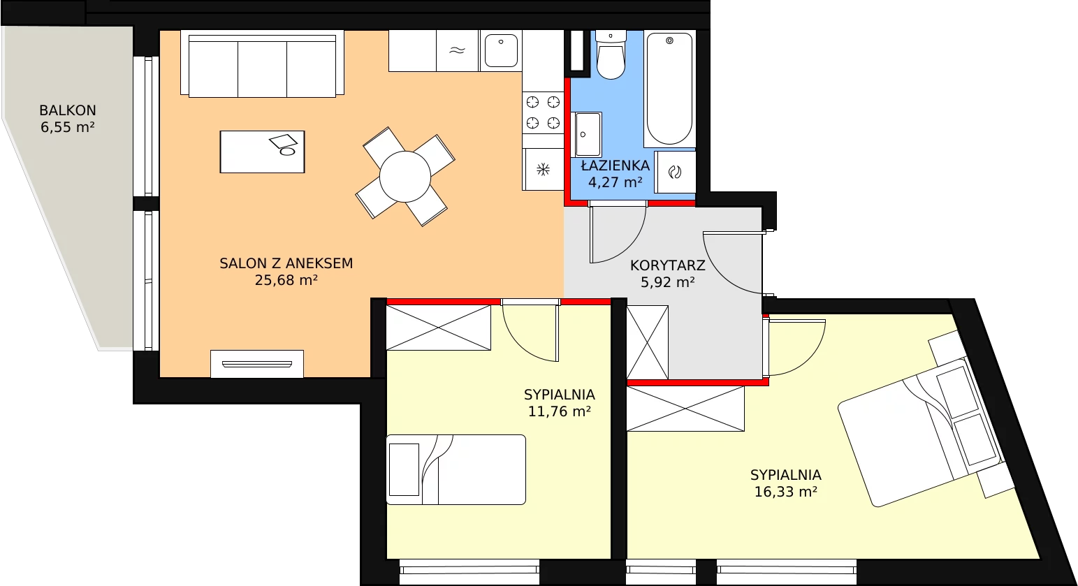 Apartament 65,08 m², piętro 3, oferta nr 14, Apartamenty Gałczyńskiego, Kraków, Czyżyny, ul. Konstantego Ildefonsa Gałczyńskiego 35