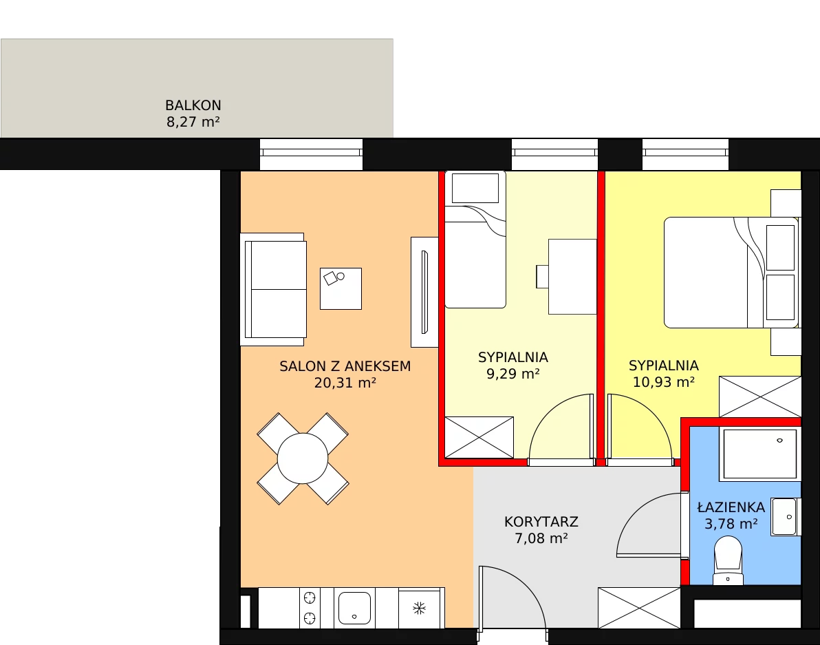 Apartament inwestycyjny 51,39 m², piętro 1, oferta nr B2/1/9, Infinity Mountain Resort, Świeradów-Zdrój, ul. Leśna