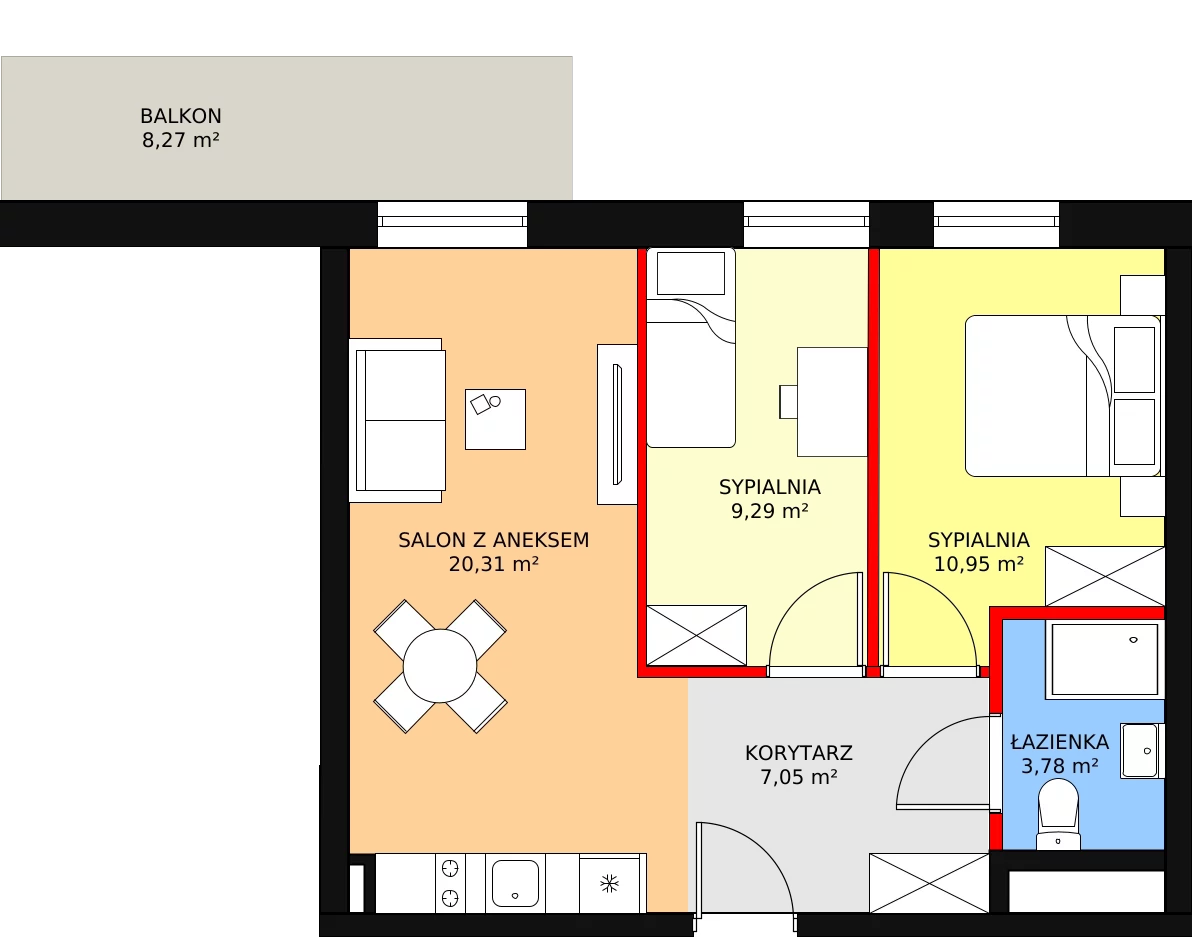 Apartament inwestycyjny 51,38 m², piętro 2, oferta nr B2/2/9, Infinity Mountain Resort, Świeradów-Zdrój, ul. Leśna