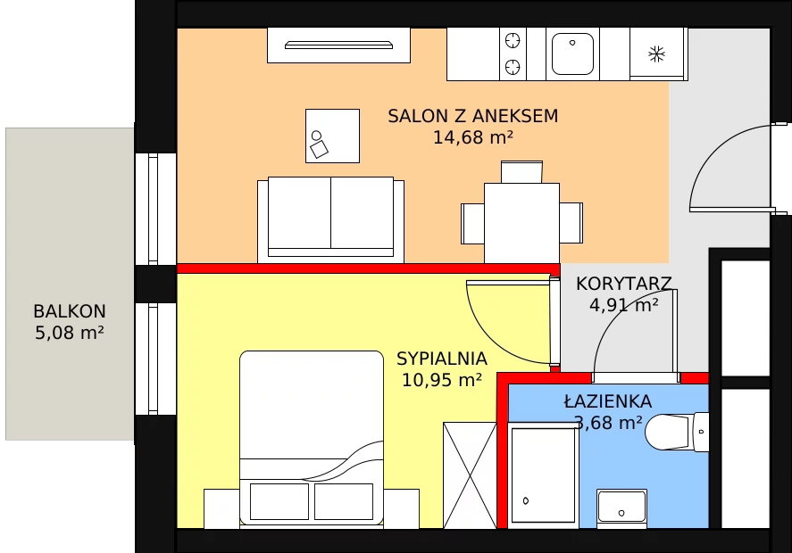 Apartament inwestycyjny 34,22 m², piętro 3, oferta nr B2/3/10, Infinity Mountain Resort, Świeradów-Zdrój, ul. Leśna