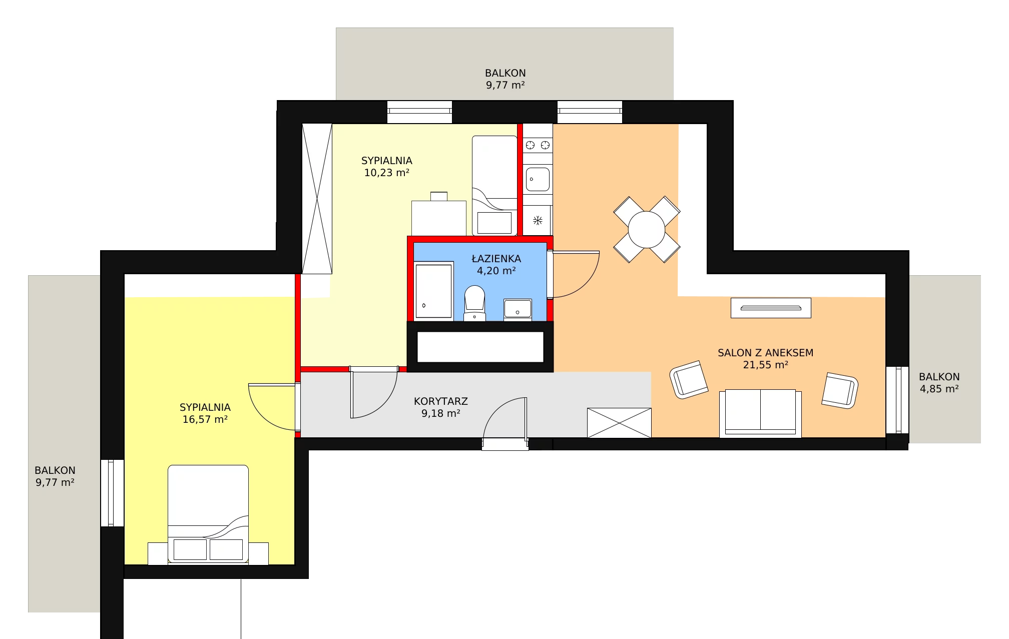 Apartament inwestycyjny 61,73 m², piętro 4, oferta nr B2/4/1, Infinity Mountain Resort, Świeradów-Zdrój, ul. Leśna