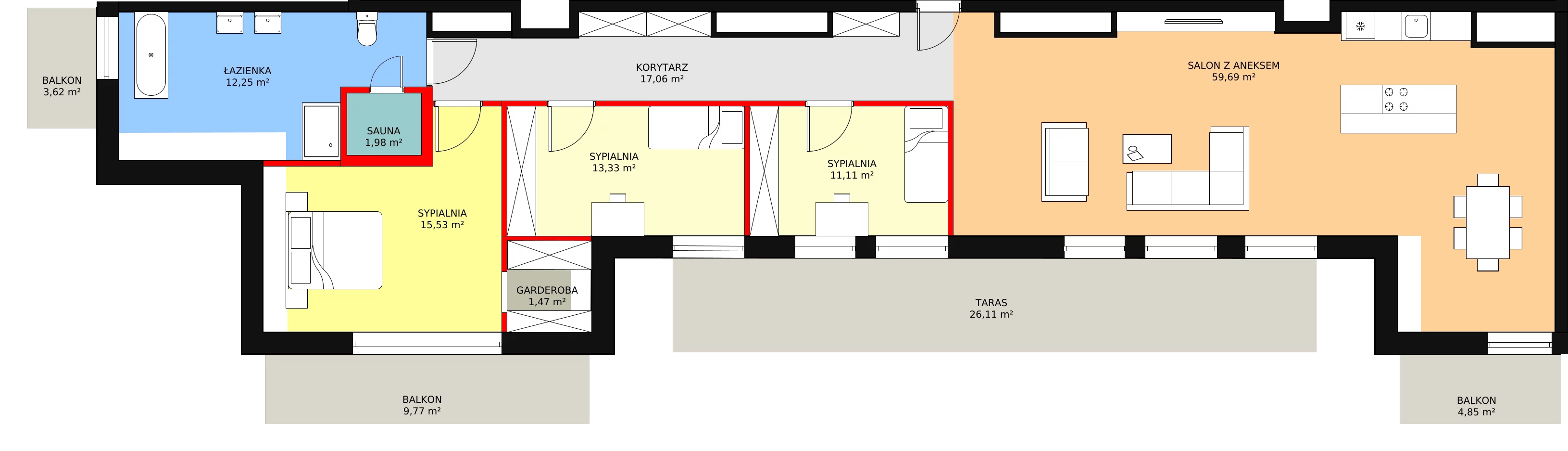 4 pokoje, apartament inwestycyjny 132,42 m², piętro 4, oferta nr B2/4/2, Infinity Mountain Resort, Świeradów-Zdrój, ul. Leśna