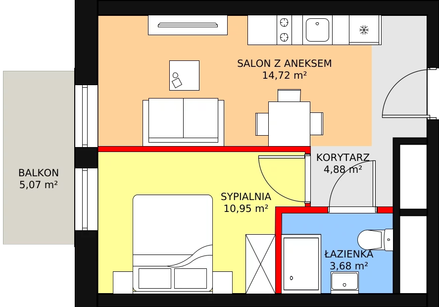 Apartament inwestycyjny 34,23 m², piętro 2, oferta nr B2/2/10, Infinity Mountain Resort, Świeradów-Zdrój, ul. Leśna