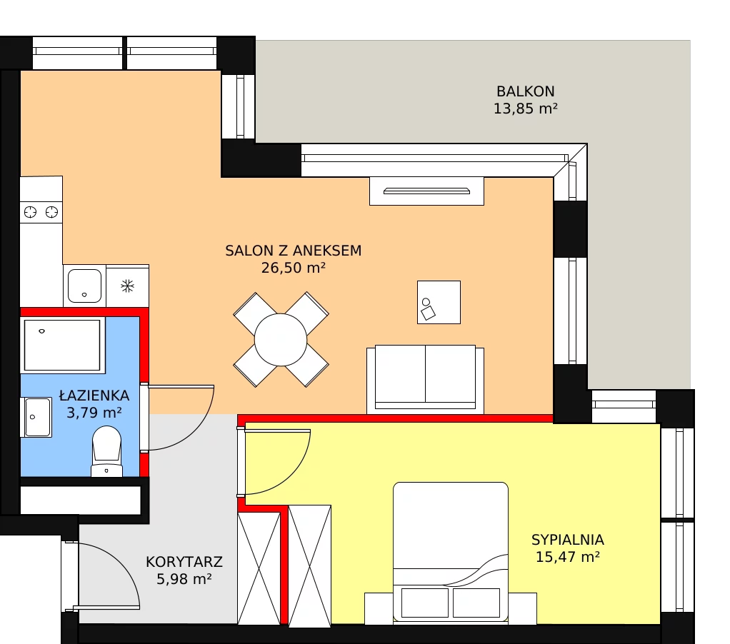 Apartament inwestycyjny 51,74 m², parter, oferta nr B3/0/2, Infinity Mountain Resort, Świeradów-Zdrój, ul. Leśna