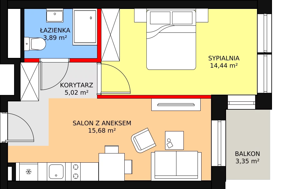 Apartament inwestycyjny 39,03 m², parter, oferta nr B3/0/3, Infinity Mountain Resort, Świeradów-Zdrój, ul. Leśna