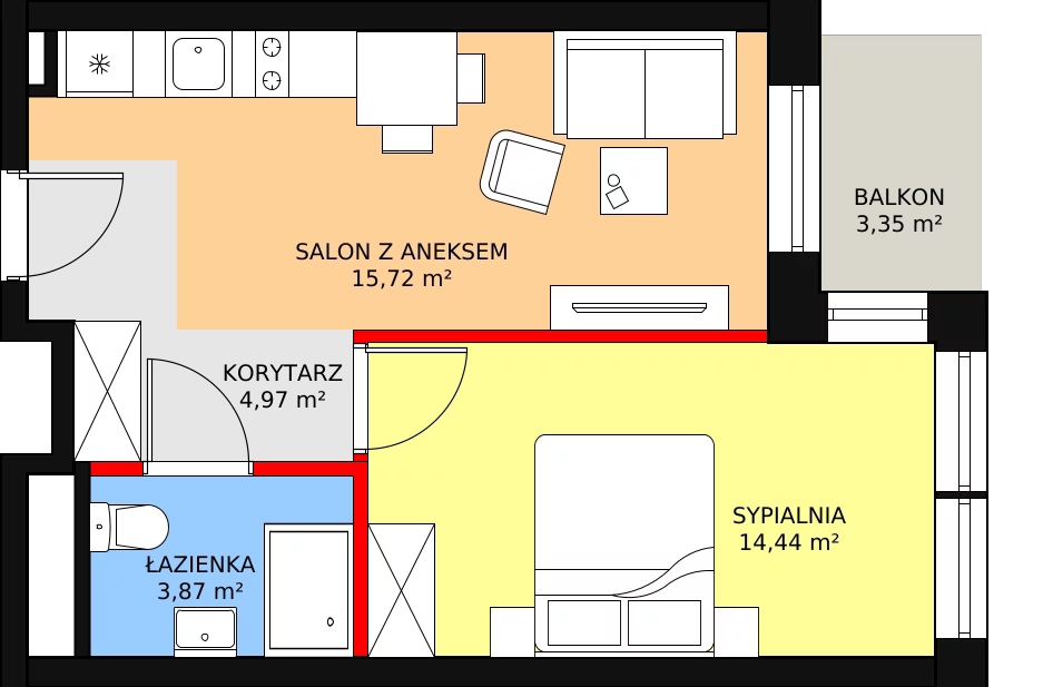 Apartament inwestycyjny 39,00 m², parter, oferta nr B3/0/6, Infinity Mountain Resort, Świeradów-Zdrój, ul. Leśna