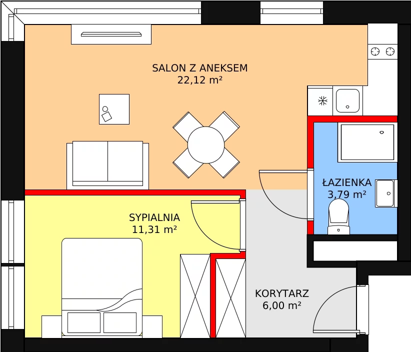 Apartament inwestycyjny 43,22 m², przyziemie, oferta nr B3/-1/1, Infinity Mountain Resort, Świeradów-Zdrój, ul. Leśna