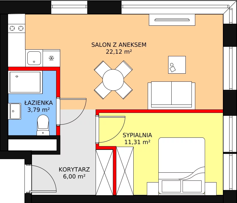 Apartament inwestycyjny 43,22 m², przyziemie, oferta nr B3/-1/2, Infinity Mountain Resort, Świeradów-Zdrój, ul. Leśna