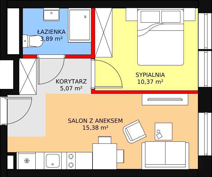 Apartament inwestycyjny 34,71 m², przyziemie, oferta nr B3/-1/3, Infinity Mountain Resort, Świeradów-Zdrój, ul. Leśna