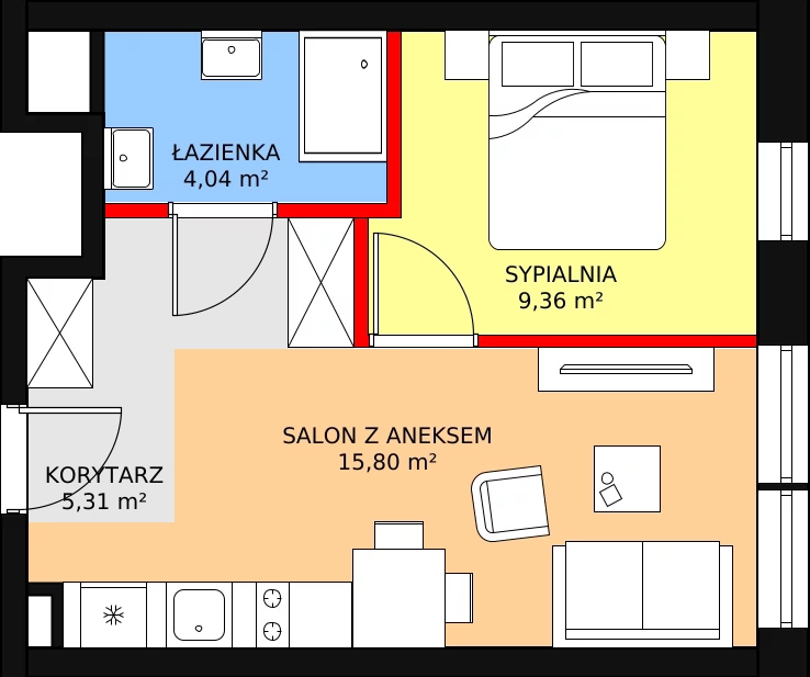 Apartament inwestycyjny 34,51 m², przyziemie, oferta nr B3/-1/4, Infinity Mountain Resort, Świeradów-Zdrój, ul. Leśna