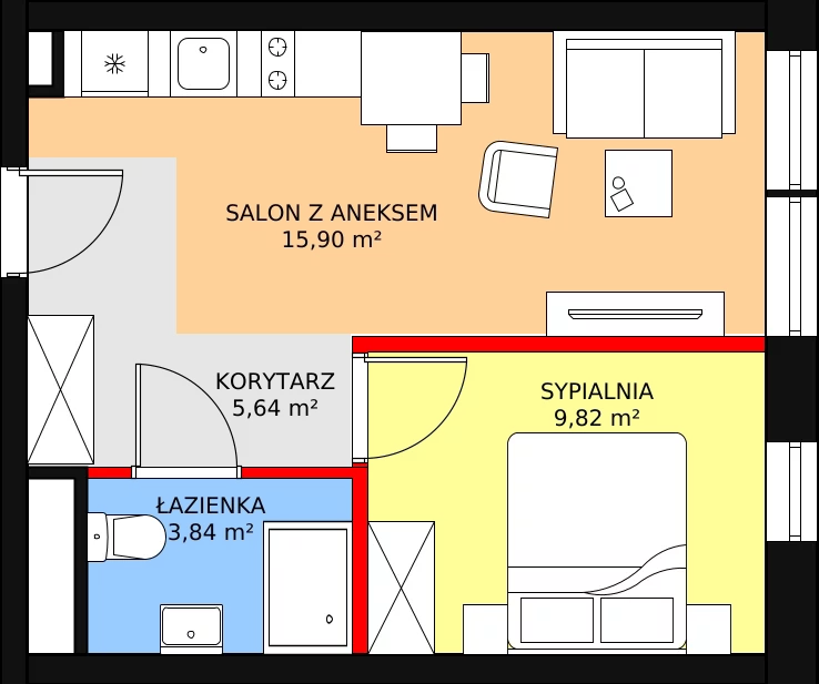 Apartament inwestycyjny 35,20 m², przyziemie, oferta nr B3/-1/5, Infinity Mountain Resort, Świeradów-Zdrój, ul. Leśna