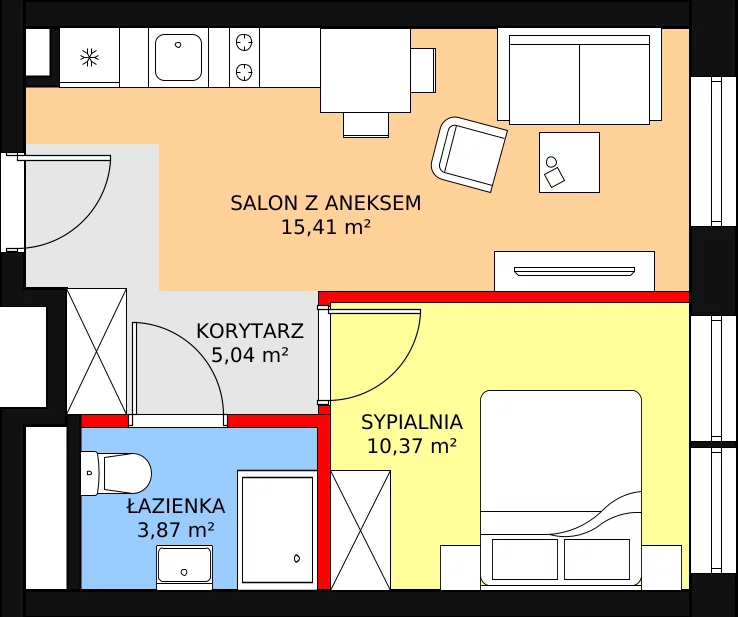 Apartament inwestycyjny 34,69 m², przyziemie, oferta nr B3/-1/6, Infinity Mountain Resort, Świeradów-Zdrój, ul. Leśna