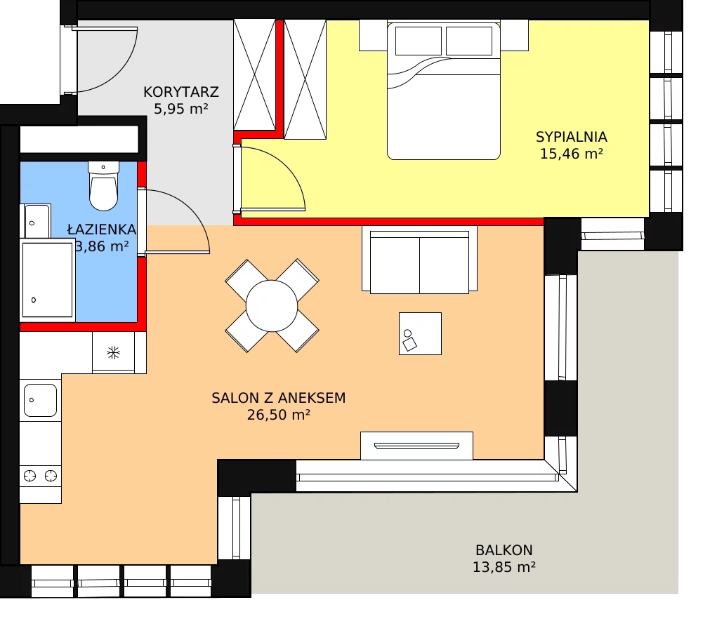 Apartament inwestycyjny 51,77 m², piętro 1, oferta nr B3/1/7, Infinity Mountain Resort, Świeradów-Zdrój, ul. Leśna