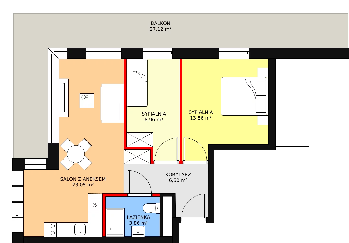 Apartament inwestycyjny 56,23 m², piętro 1, oferta nr B3/1/8, Infinity Mountain Resort, Świeradów-Zdrój, ul. Leśna