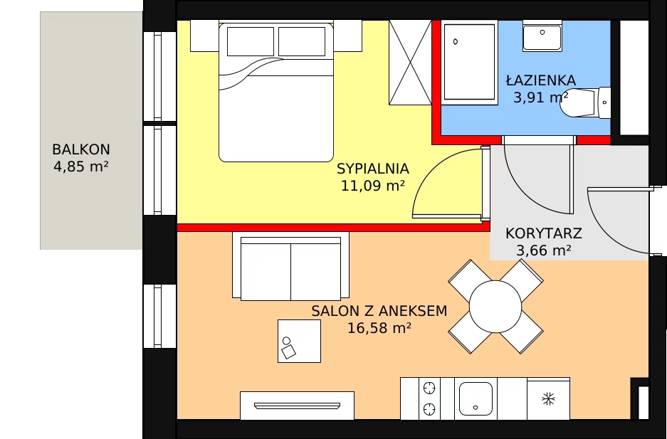 Apartament inwestycyjny 35,24 m², piętro 1, oferta nr B3/1/9, Infinity Mountain Resort, Świeradów-Zdrój, ul. Leśna