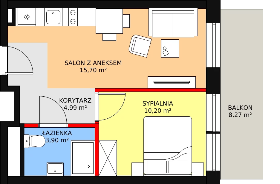 Apartament inwestycyjny 34,79 m², piętro 2, oferta nr B3/2/6, Infinity Mountain Resort, Świeradów-Zdrój, ul. Leśna