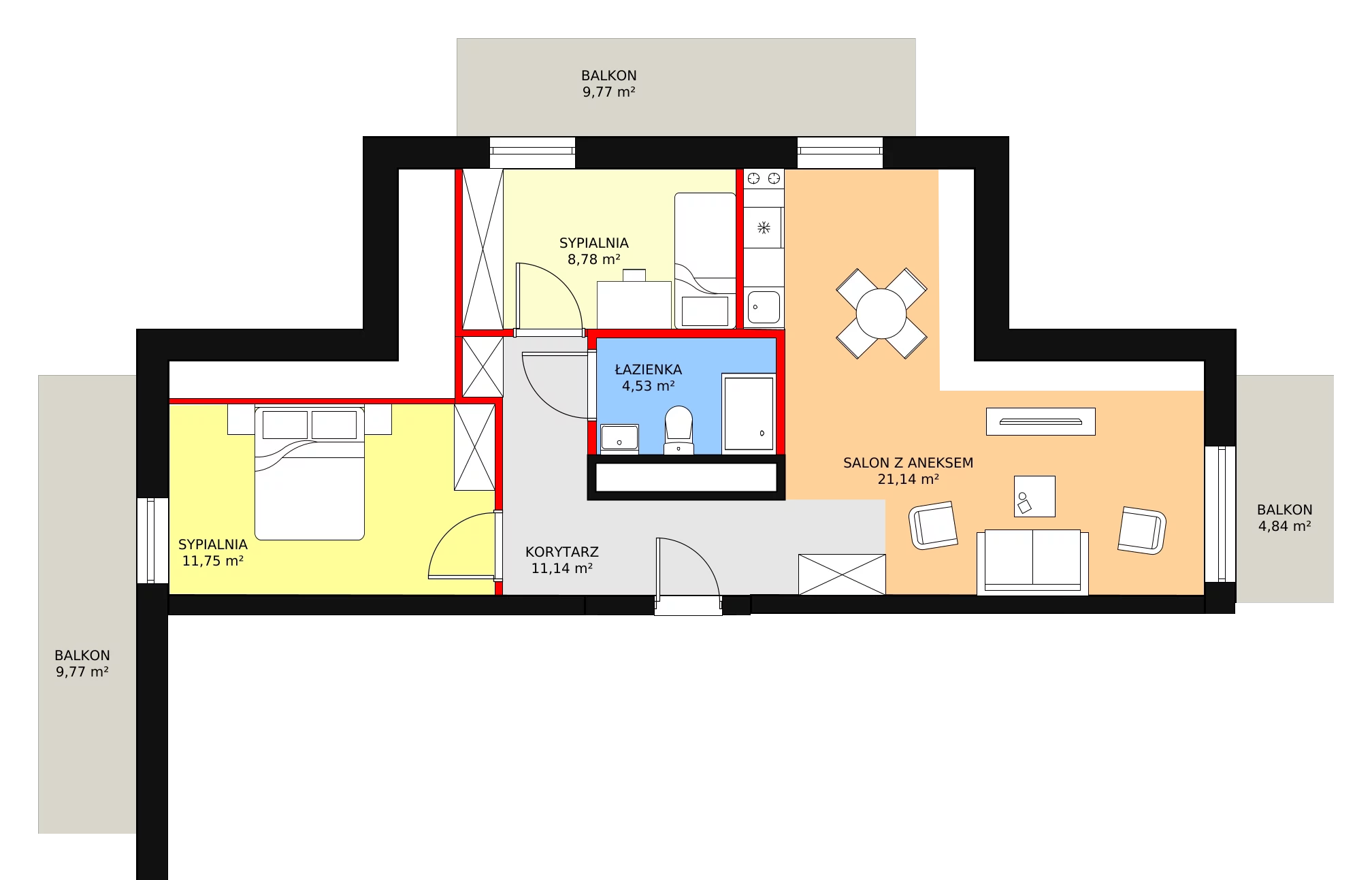 Apartament inwestycyjny 57,34 m², piętro 3, oferta nr B3/3/1, Infinity Mountain Resort, Świeradów-Zdrój, ul. Leśna