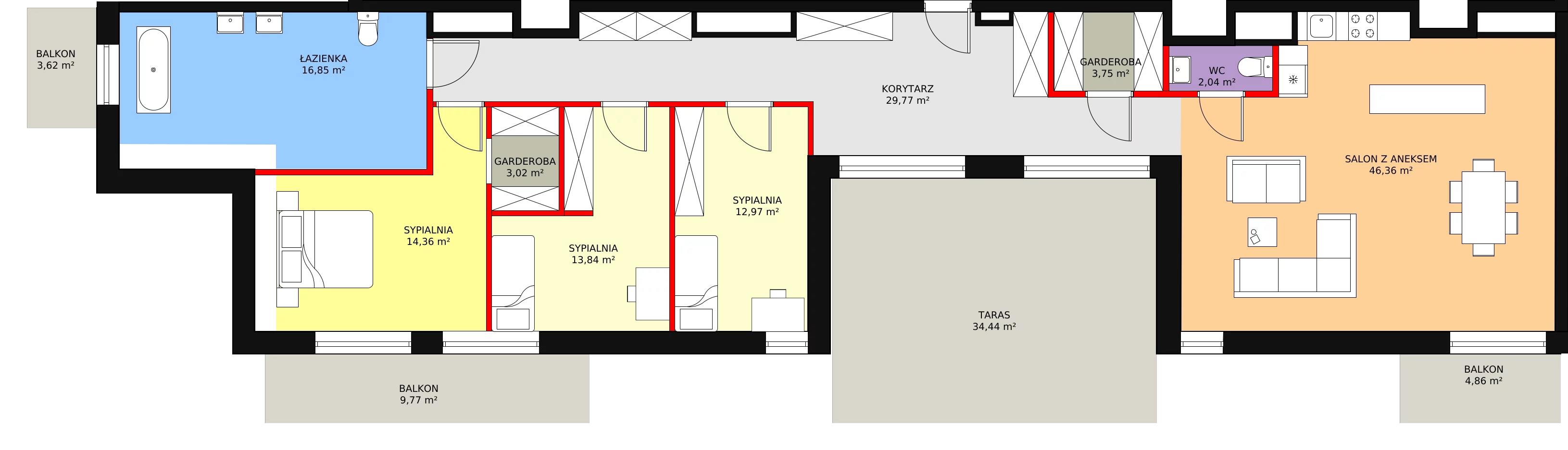 4 pokoje, apartament inwestycyjny 142,96 m², piętro 3, oferta nr B3/3/2, Infinity Mountain Resort, Świeradów-Zdrój, ul. Leśna