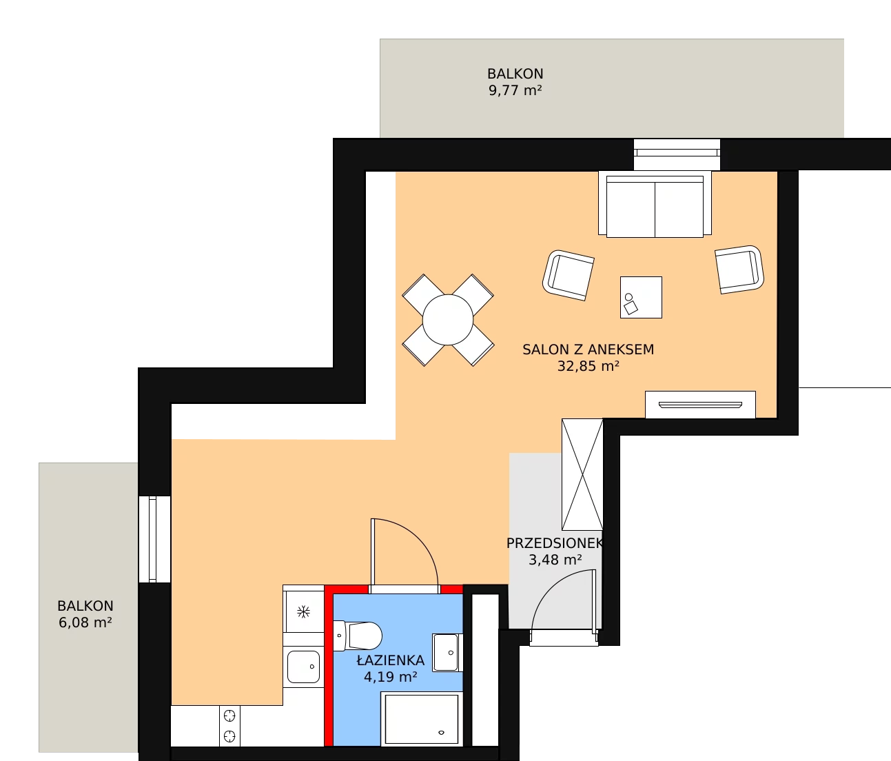 Apartament inwestycyjny 40,52 m², piętro 3, oferta nr B3/3/3, Infinity Mountain Resort, Świeradów-Zdrój, ul. Leśna