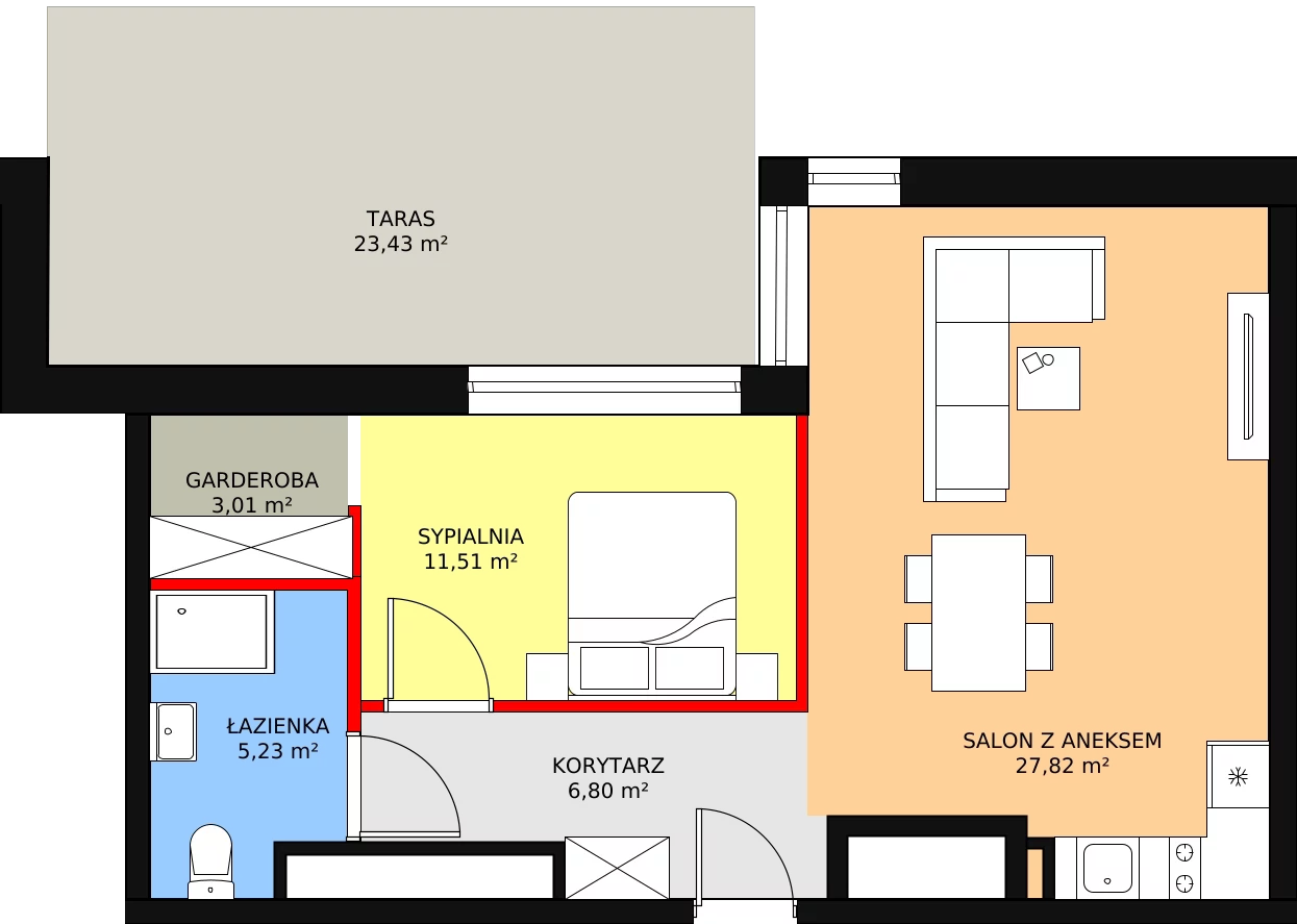 Apartament inwestycyjny 54,37 m², piętro 3, oferta nr B3/3/4, Infinity Mountain Resort, Świeradów-Zdrój, ul. Leśna