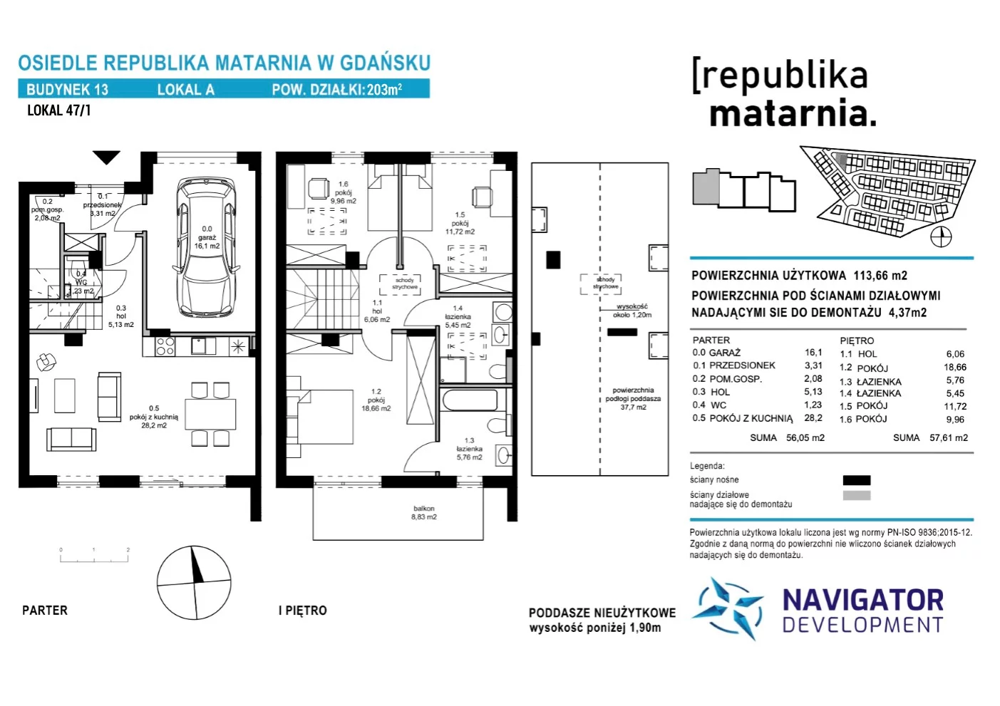 Dom i rezydencja 113,00 m², oferta nr 13A, Republika Matarnia, Gdańsk, Matarnia, ul. Ikara