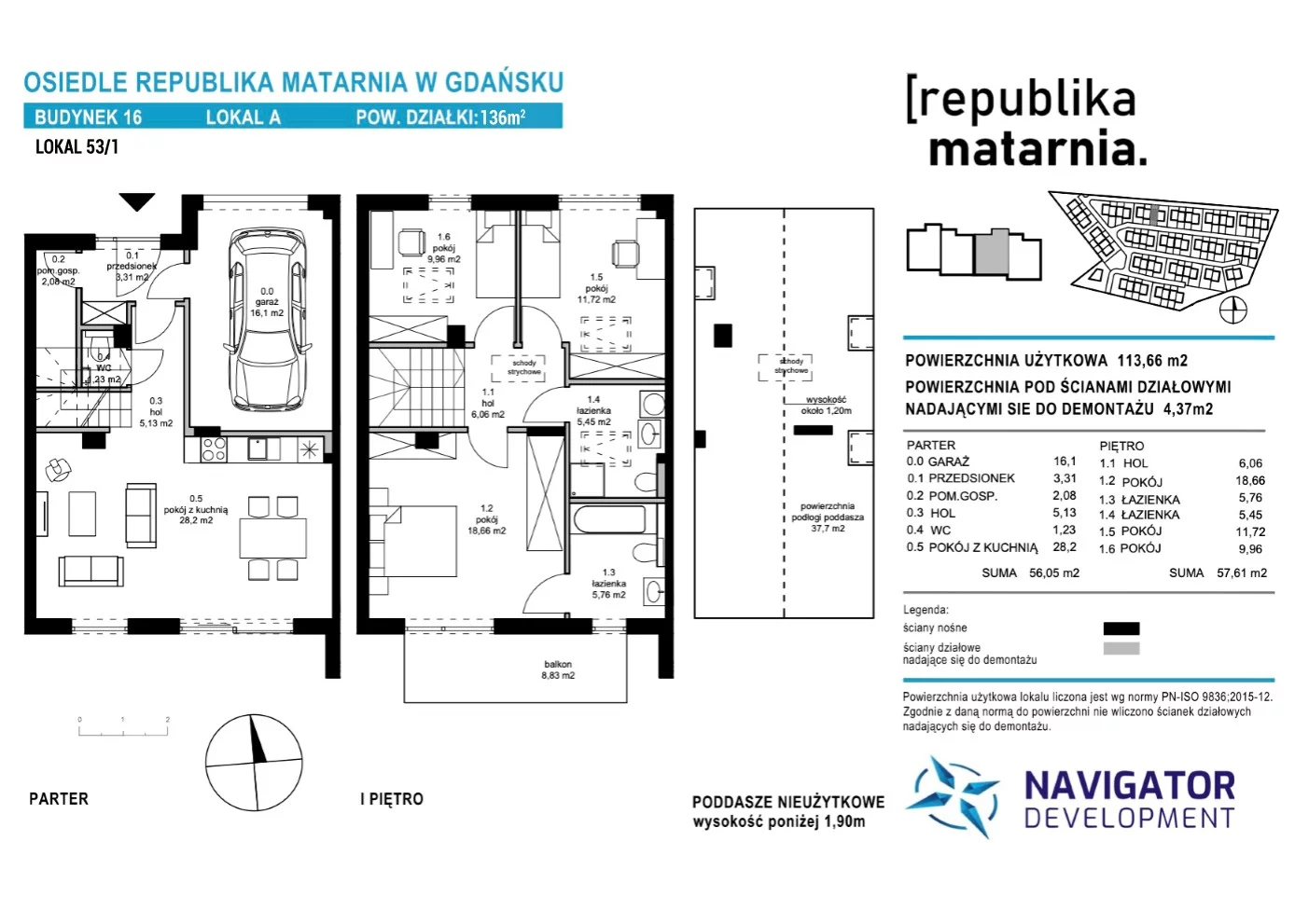 Dom i rezydencja 113,00 m², oferta nr 16A, Republika Matarnia, Gdańsk, Matarnia, ul. Ikara