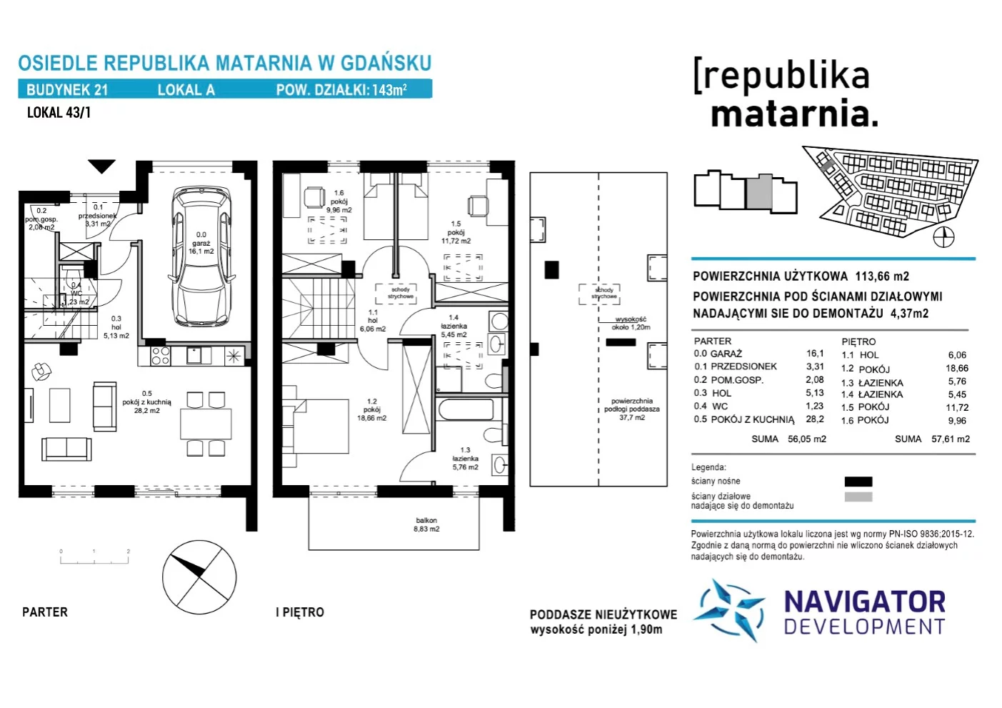 Dom i rezydencja 113,00 m², oferta nr 21A, Republika Matarnia, Gdańsk, Matarnia, ul. Ikara