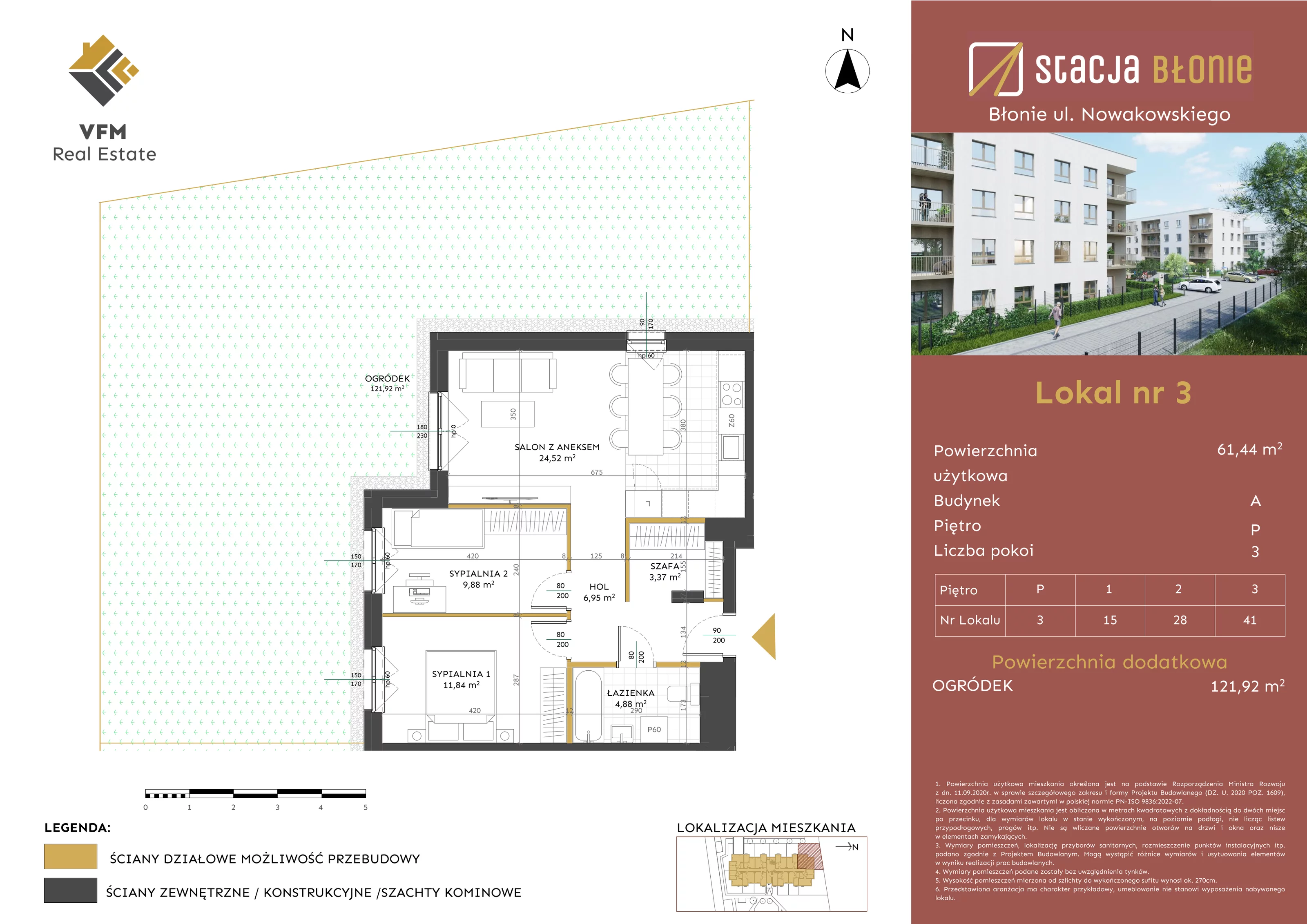 Mieszkanie 61,44 m², parter, oferta nr 3, Stacja Błonie, Błonie, ul. Nowakowskiego