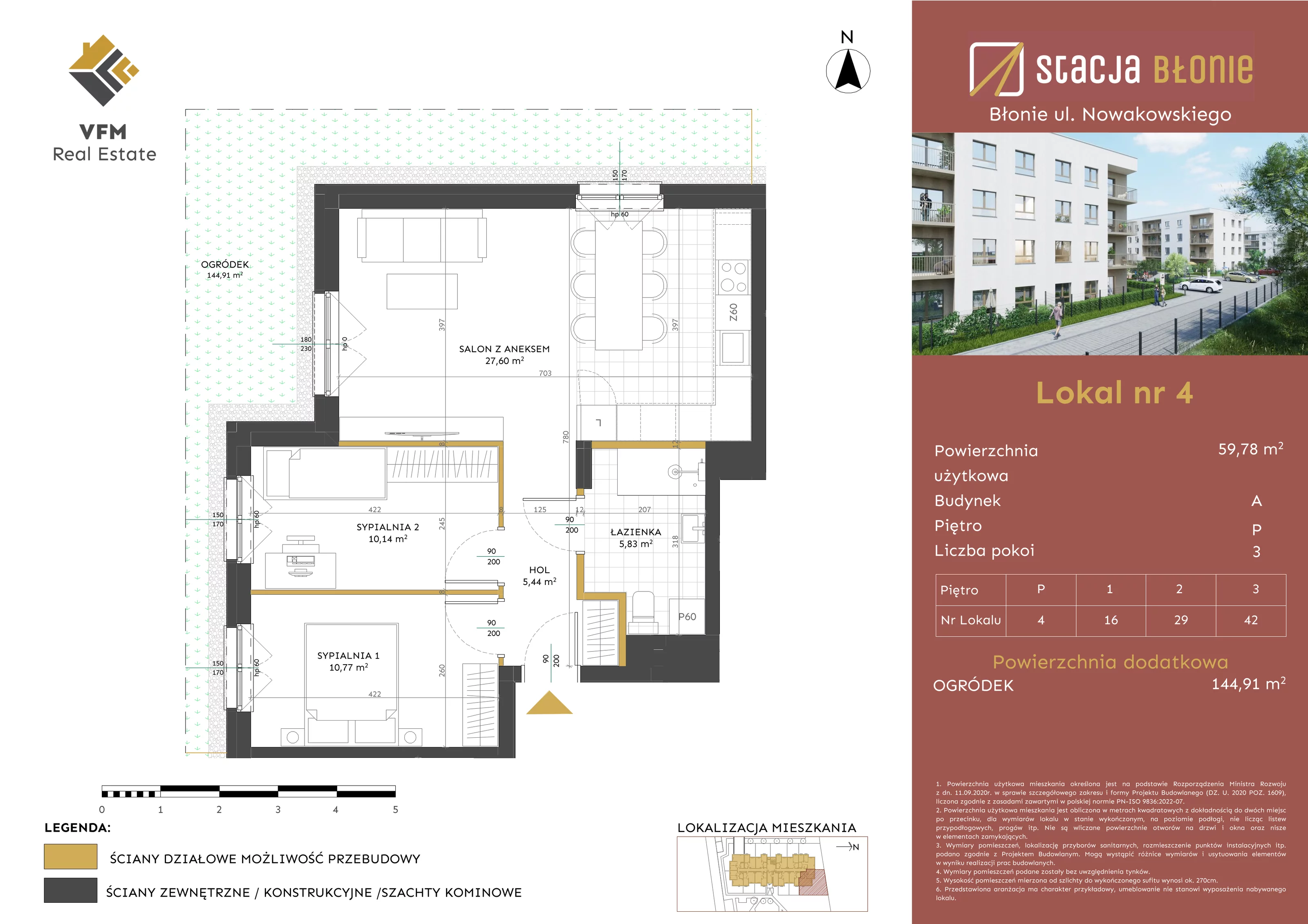 Mieszkanie 59,78 m², parter, oferta nr 4, Stacja Błonie, Błonie, ul. Nowakowskiego-idx