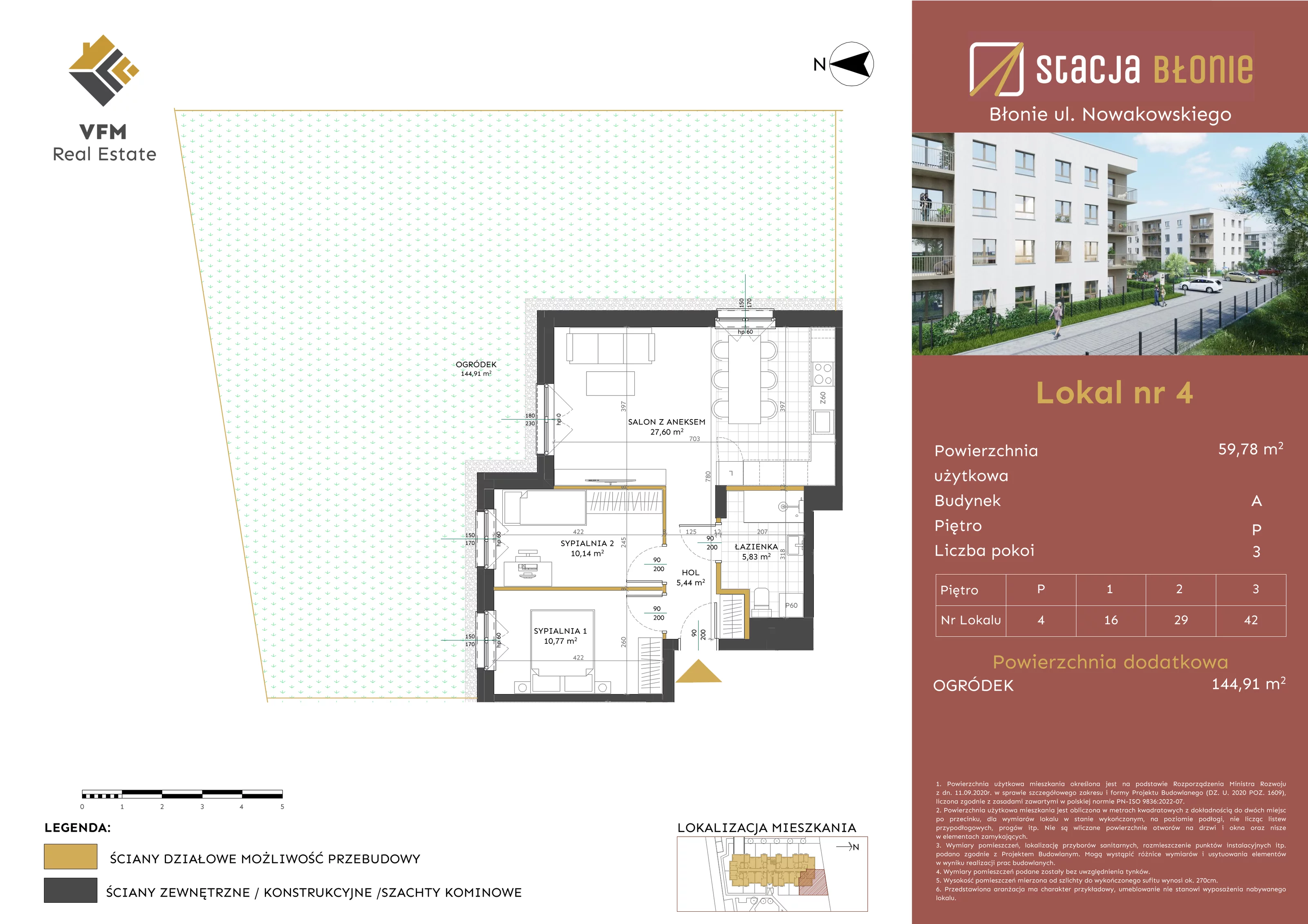 Mieszkanie 59,78 m², parter, oferta nr 4, Stacja Błonie, Błonie, ul. Nowakowskiego-idx