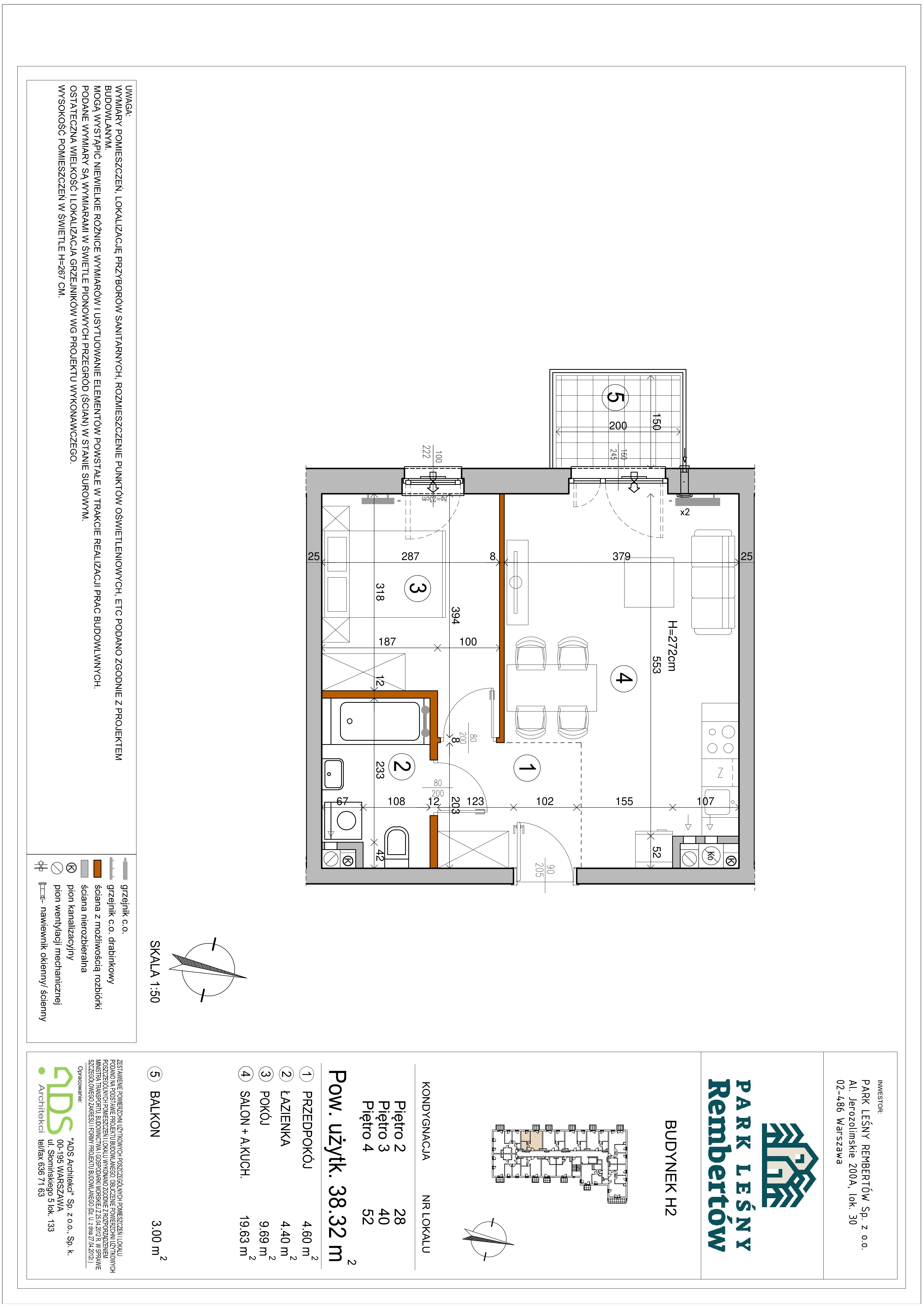 2 pokoje, mieszkanie 38,38 m², piętro 2, oferta nr H2-28, Park Leśny Rembertów, Warszawa, Rembertów, ul. Chełmżyńska