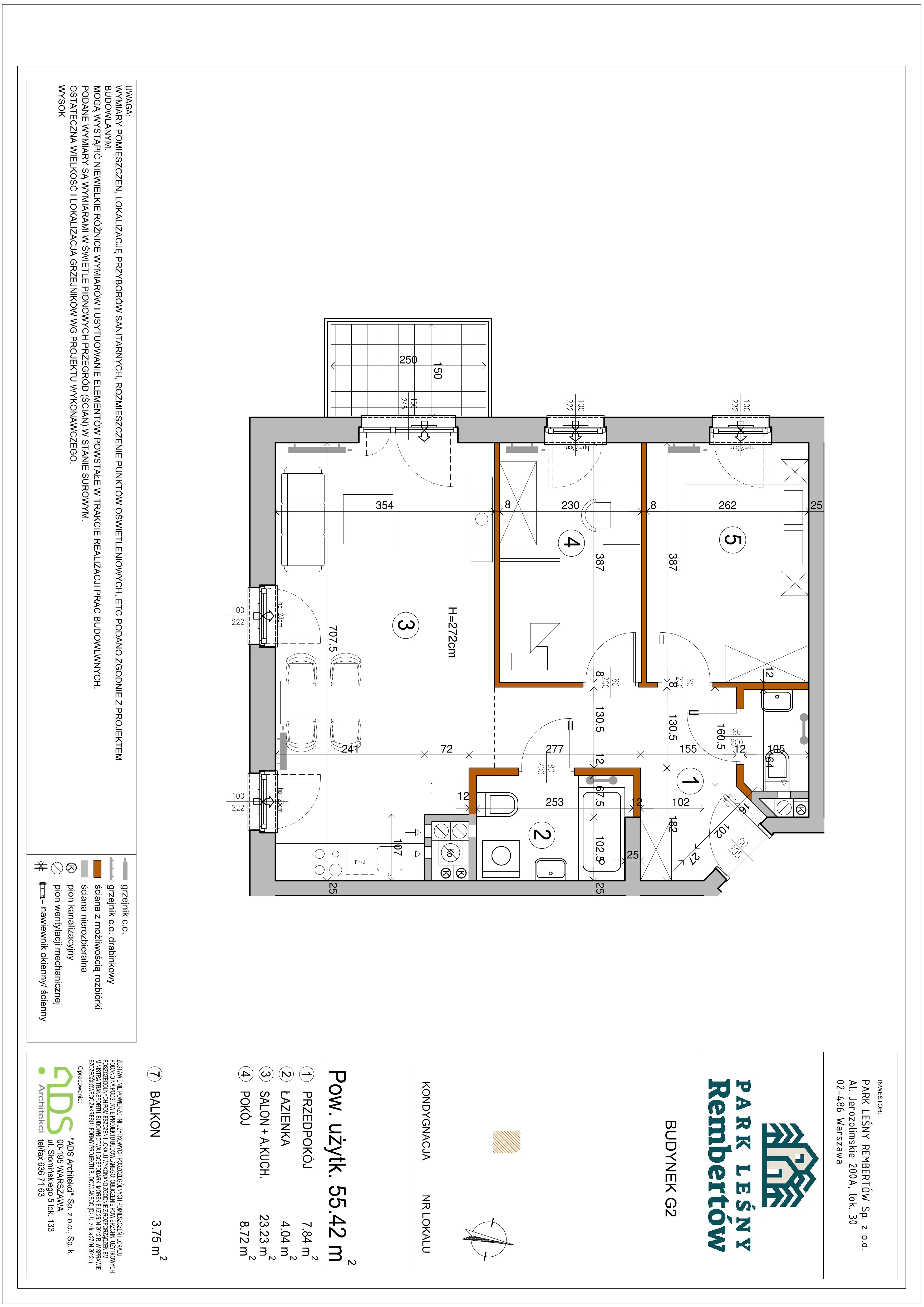 3 pokoje, mieszkanie 55,38 m², piętro 2, oferta nr H2-27, Park Leśny Rembertów, Warszawa, Rembertów, ul. Chełmżyńska