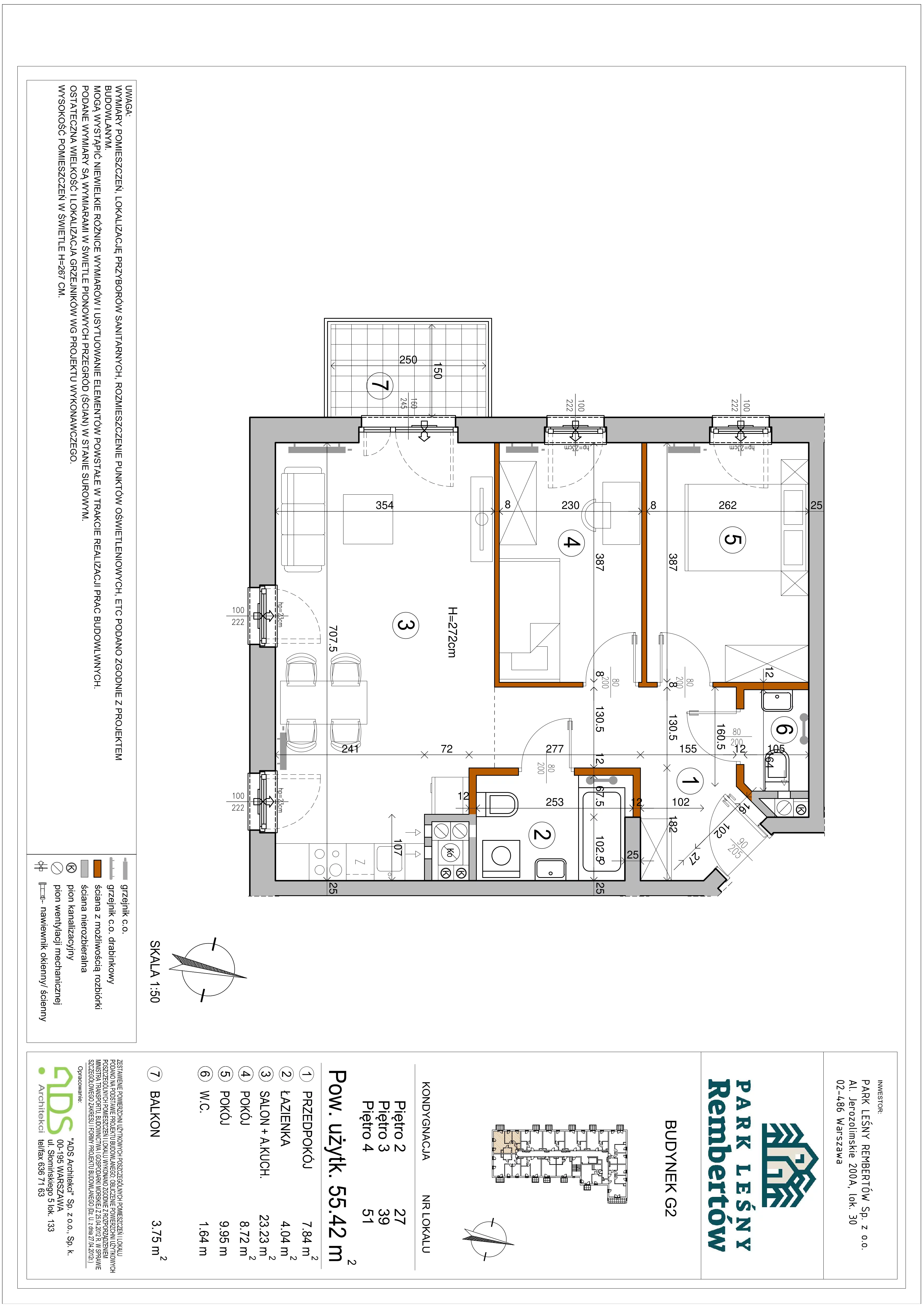 3 pokoje, mieszkanie 55,56 m², piętro 4, oferta nr H2-51, Park Leśny Rembertów, Warszawa, Rembertów, ul. Chełmżyńska