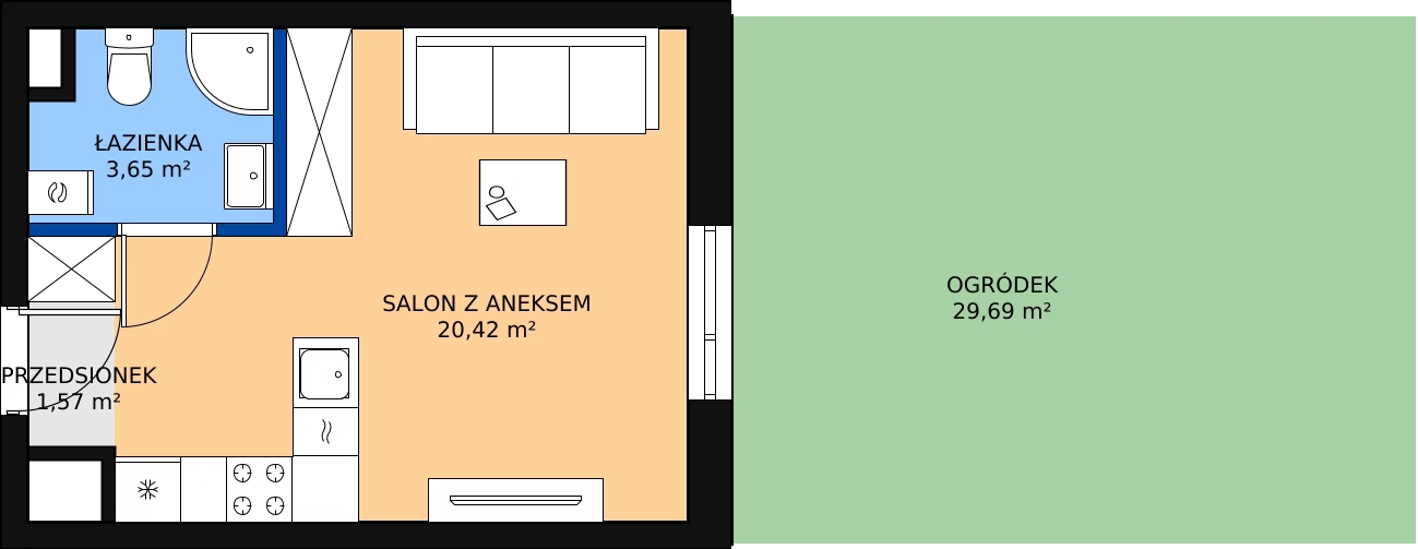 Zalety mieszkania 25.64 m², J1-2