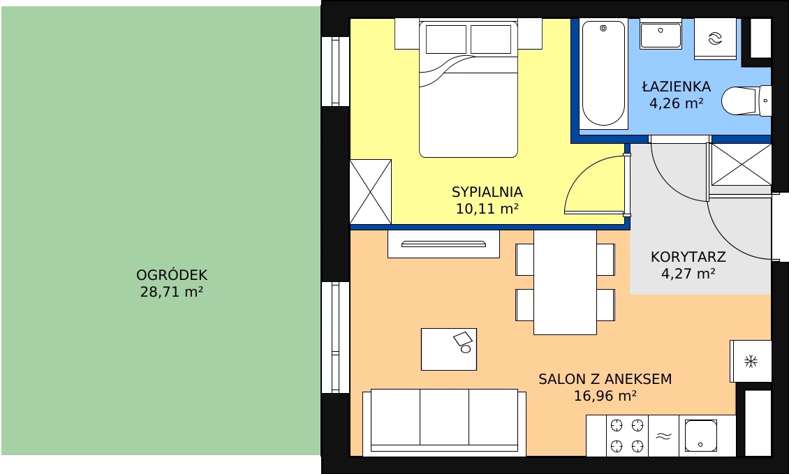 Zalety mieszkania 35.6 m², J1-5