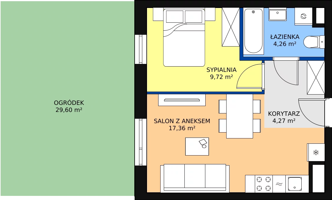Zalety mieszkania 35.61 m², J1-6