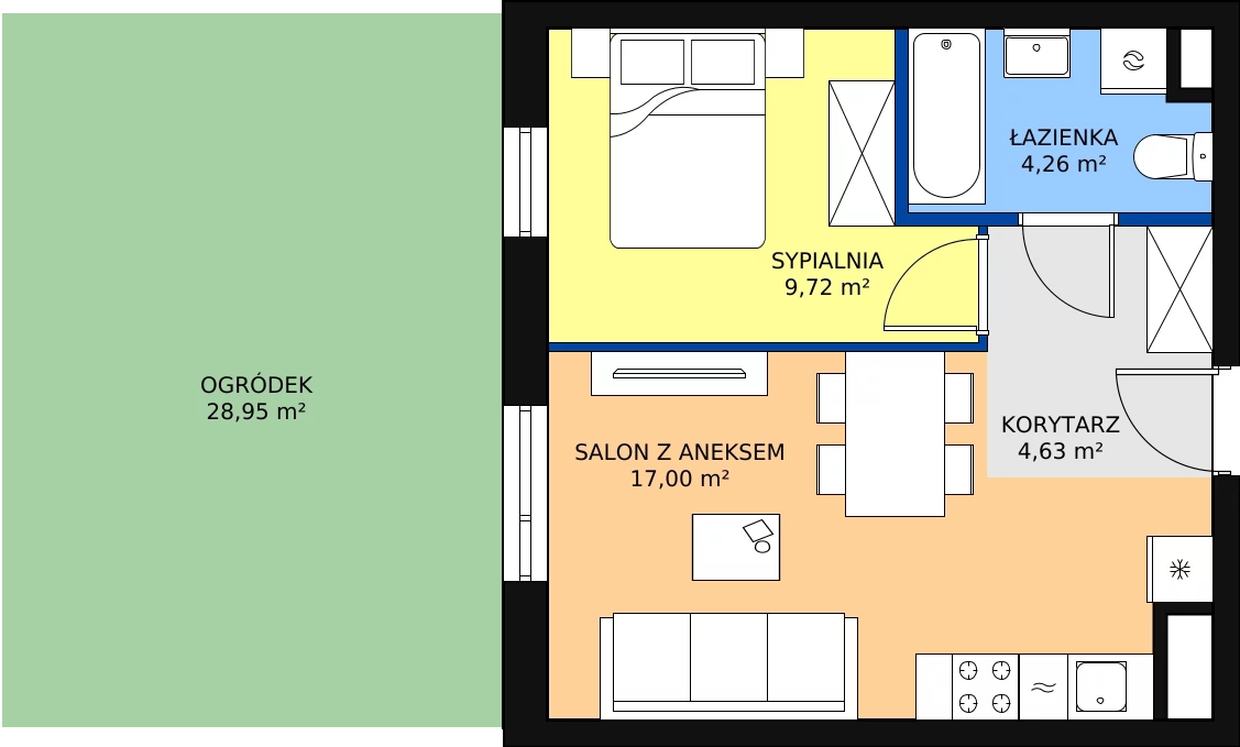 Zalety mieszkania 35.61 m², J1-7