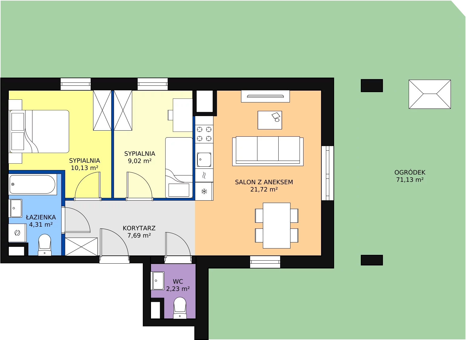 Zalety mieszkania 55.1 m², J1-10