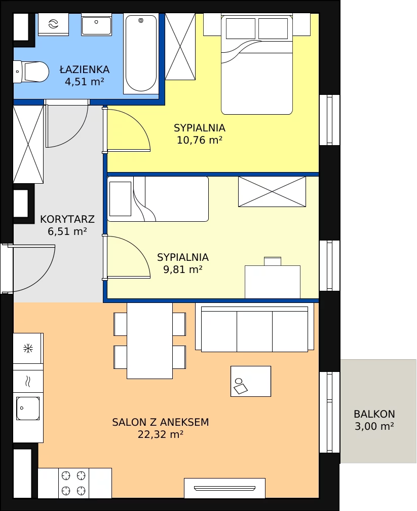 Zalety mieszkania 53.91 m², J1-12