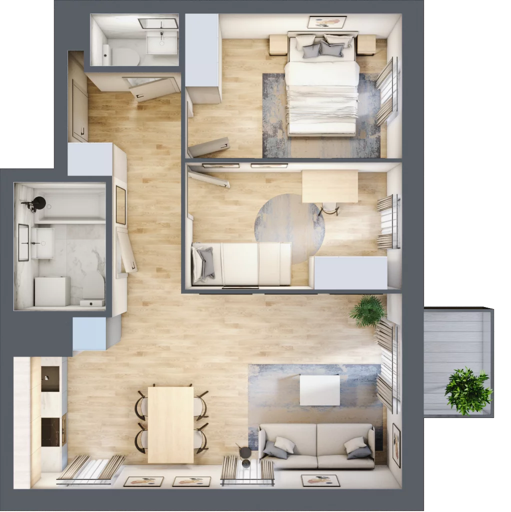 3 pokoje, mieszkanie 53,86 m², piętro 2, oferta nr J1-25, Park Leśny Rembertów - J1 J2, Warszawa, Rembertów, ul. Chełmżyńska